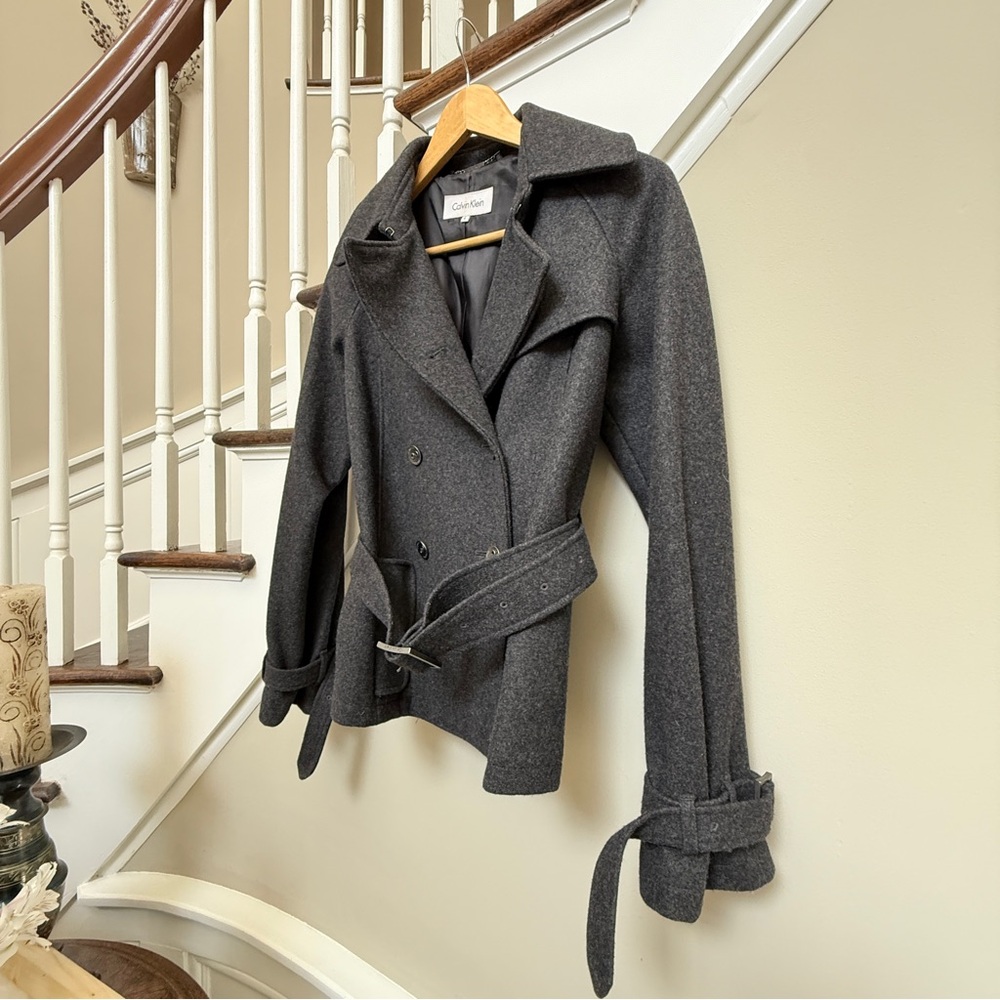 Calvin Klein belted peacoat